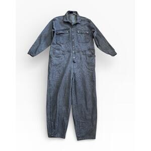 Vtg Gray Denim Jean Jumpsuit Painter Boilersuit Coveralls